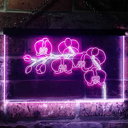 Orchids Florist Flower Shop Dual LED Neon Light Sign
